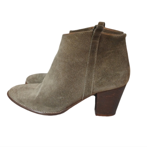 Madewell Billie Suede Zip Up Ankle Boots Khaki Green Booties Women's size 8 - Picture 5 of 12